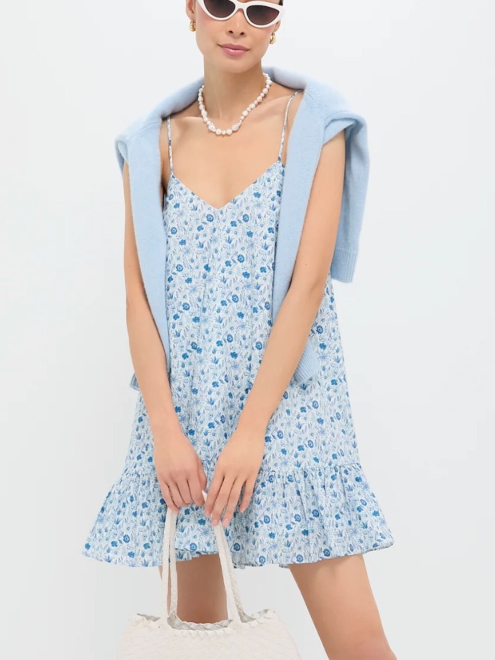 Hyacinth House Blue and White Ditsy Floral Bayberry Mini dress